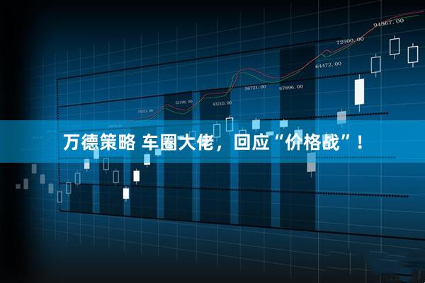 万德策略 车圈大佬，回应“价格战”！